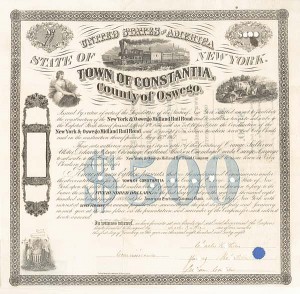 New York and Oswego Midland Railroad - $500 Bond